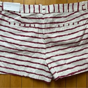 LOFT red and white striped shorts. Original fit. Never worn. 4" inseam.